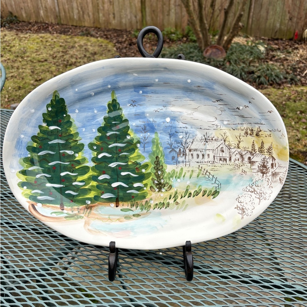 Winter Scene Pinesville Platter Designed by MAXCERA